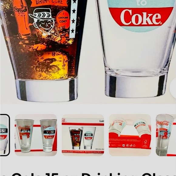 Coca-Cola Glass with Red, White, and Blue Design 2 pack - Picture 9 of 12